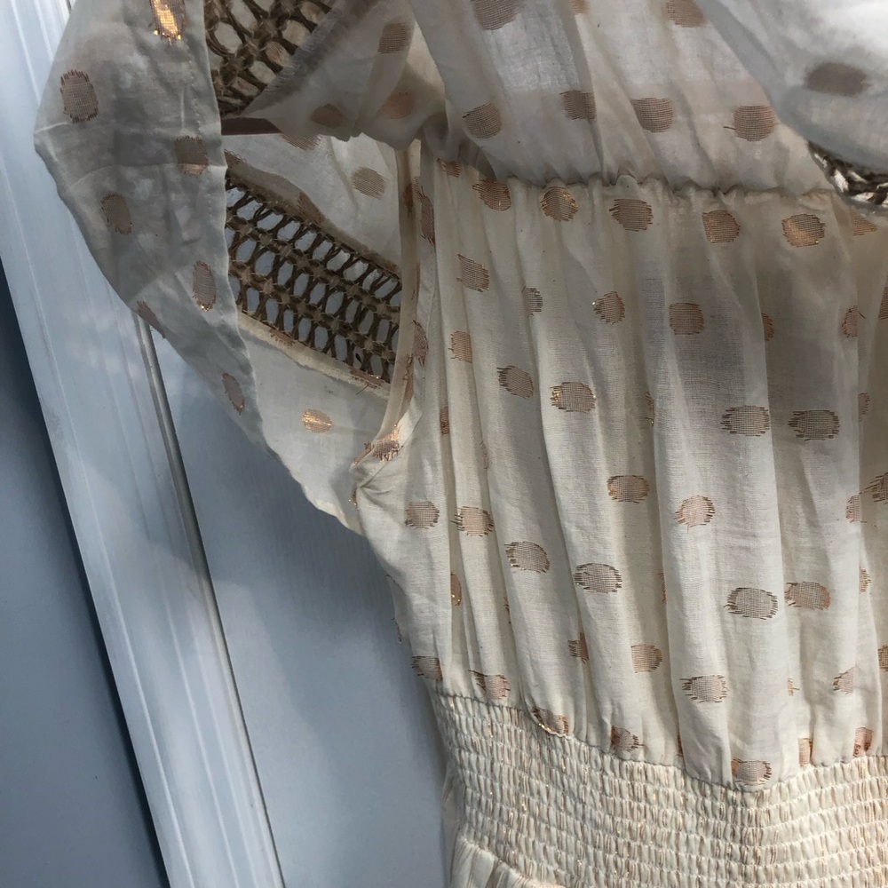 Dress Nado NWT Lined Medium dress Cream Brown Maxi Dress Boho Cotton - Picture 7 of 16
